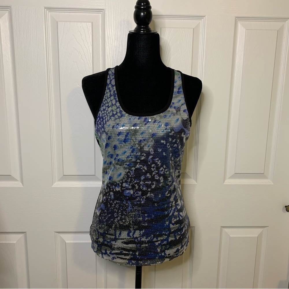 Iz Byer Blue Sequence Tank Top